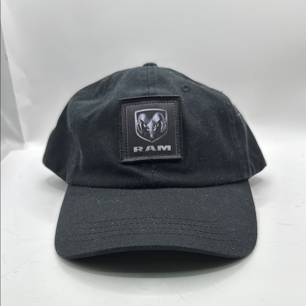 Black Dodge RAM Truck Built To Serve Hook & Loop Logo Baseball Cap Hat - Picture 1 of 11